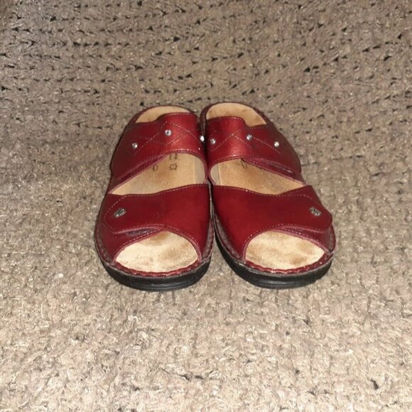 FINN COMFORT-Red Patent Leather Rhinestone Slides-Sz 5D-7 US-Excellent - Picture 3 of 7